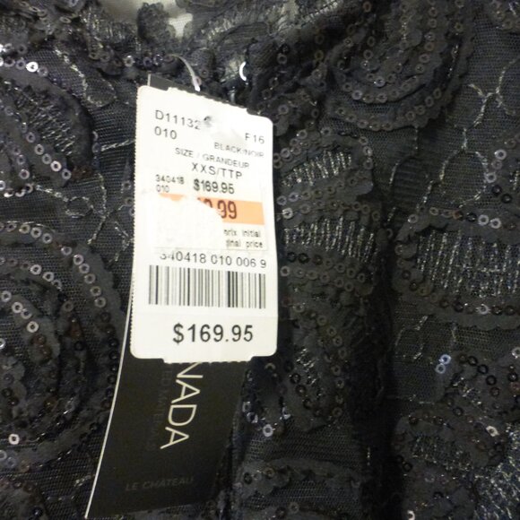 NWT black sequins pattern cocktail party dress with satin tie - Picture 9 of 9